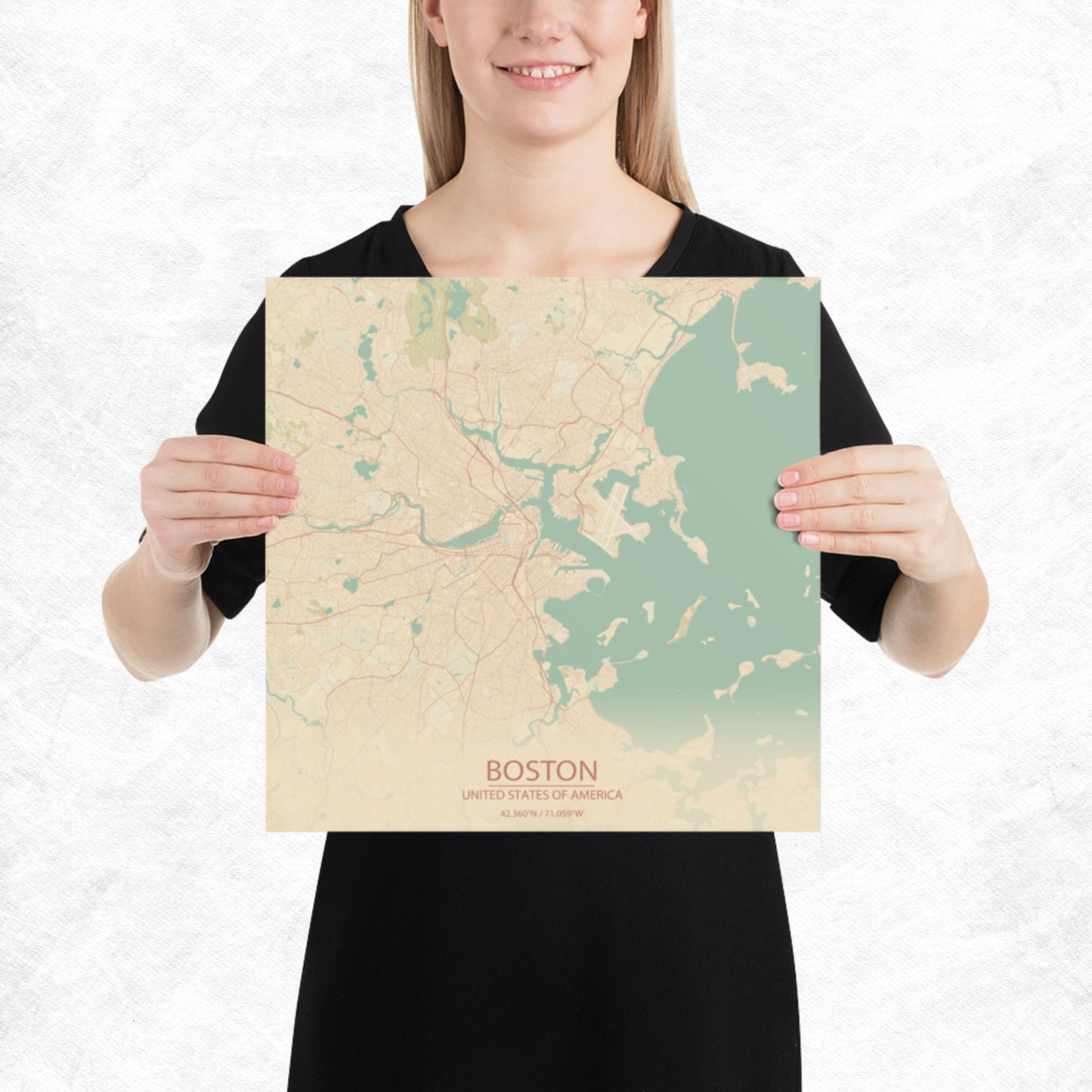 Boston Vintage Style Paper Map