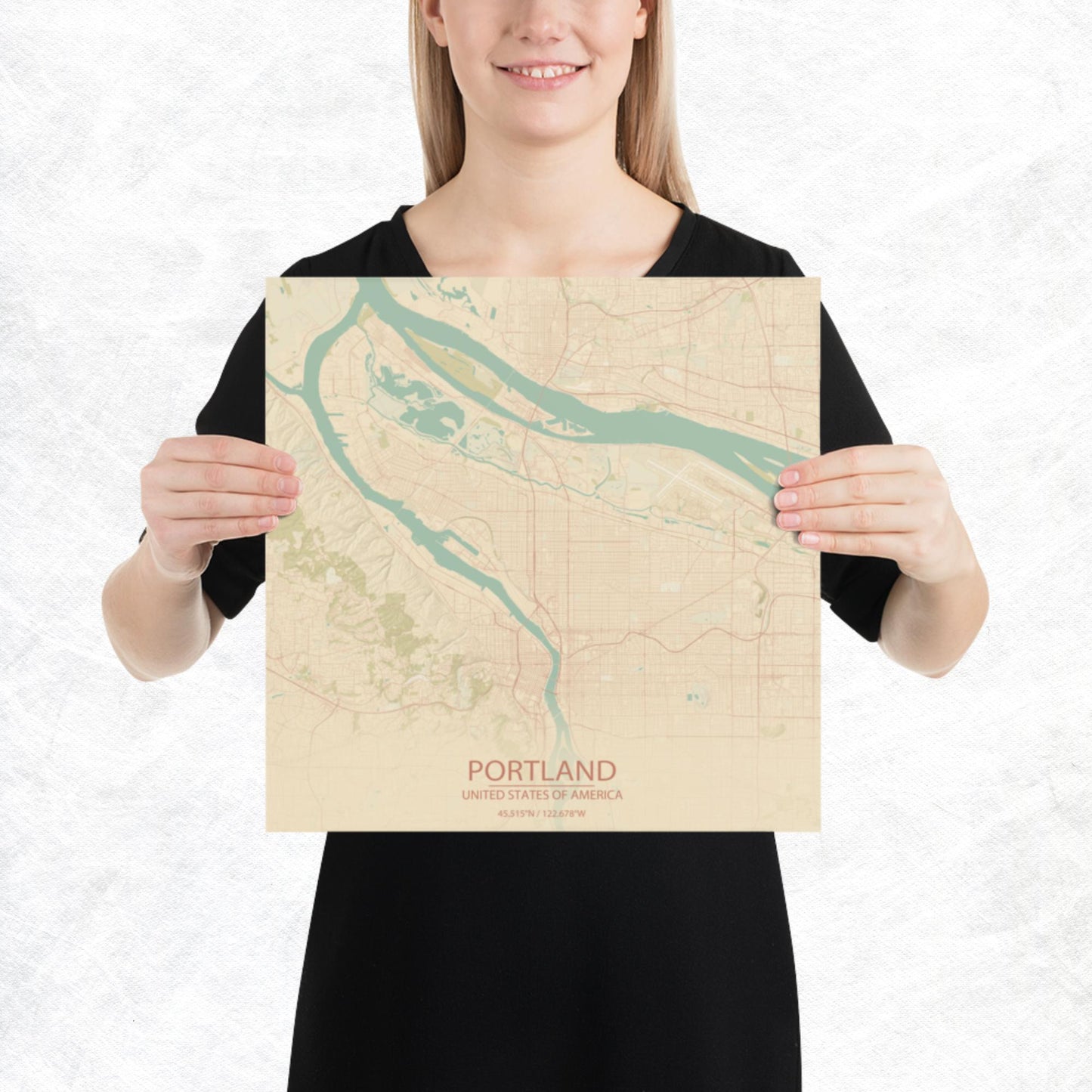 Portland Vintage Style Paper Map