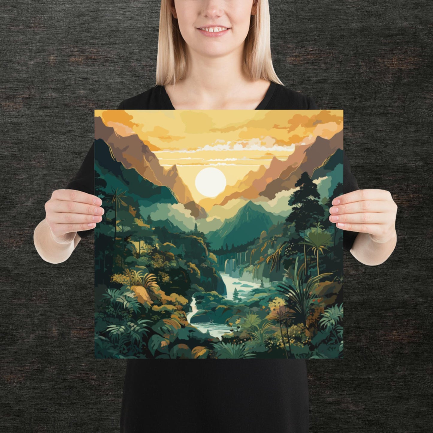 Mountainous Rainforest River Paper Poster