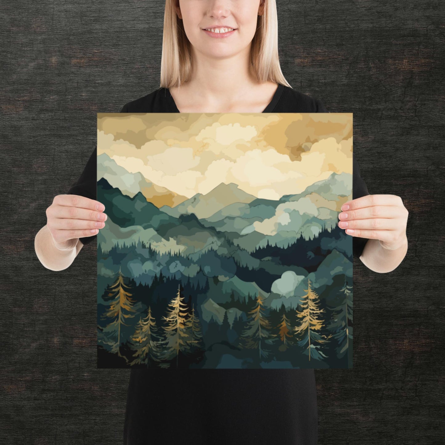 Mountainous Forest Paper Poster