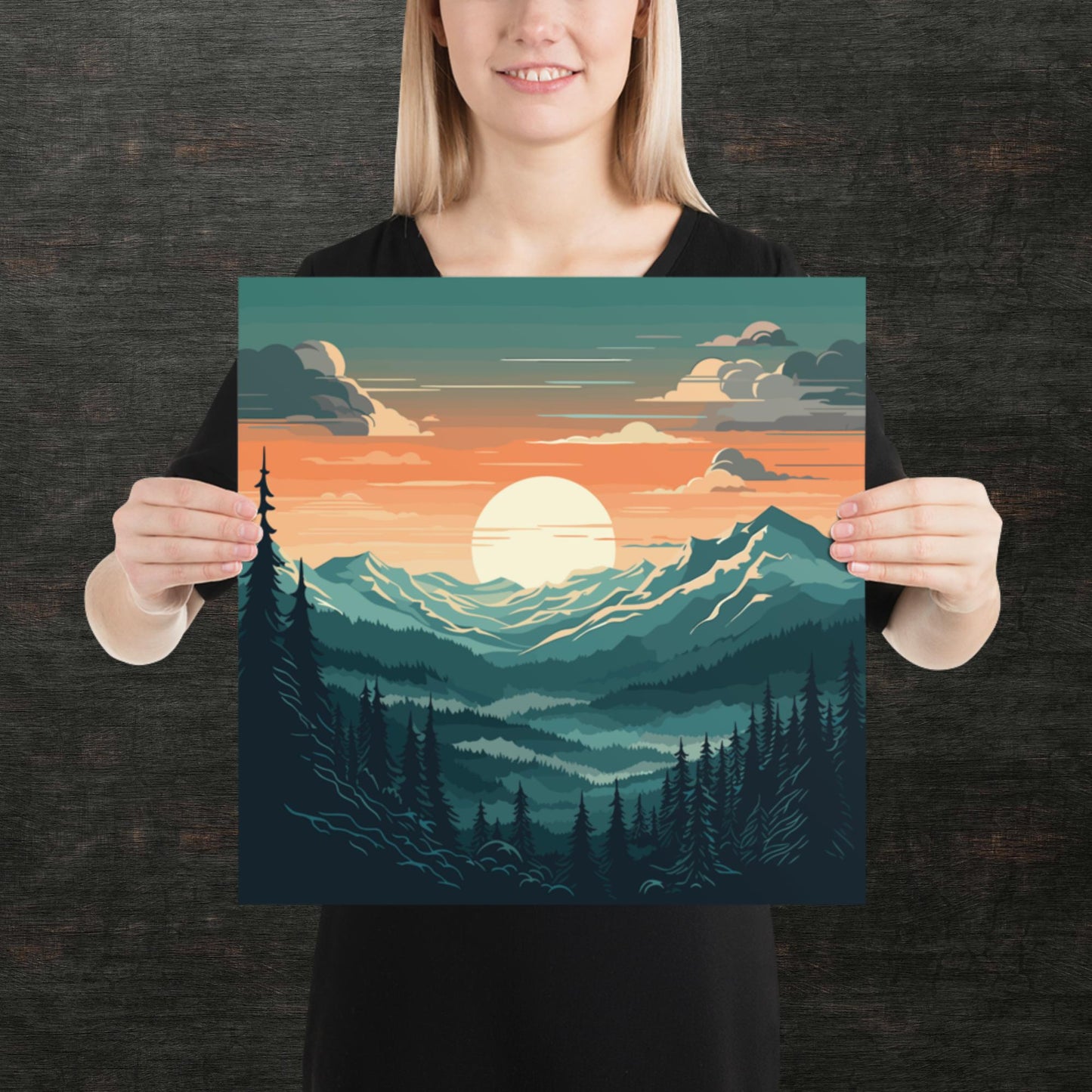 Forest Mountain Landscape Paper Poster