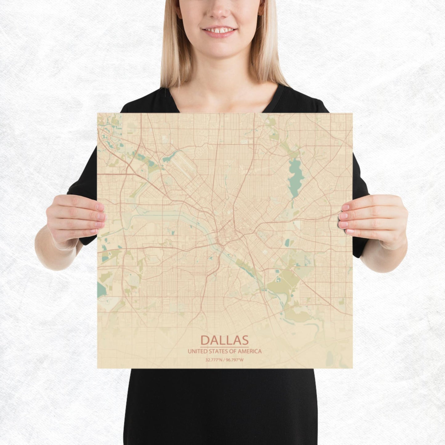 Dallas Vintage Style Paper Map