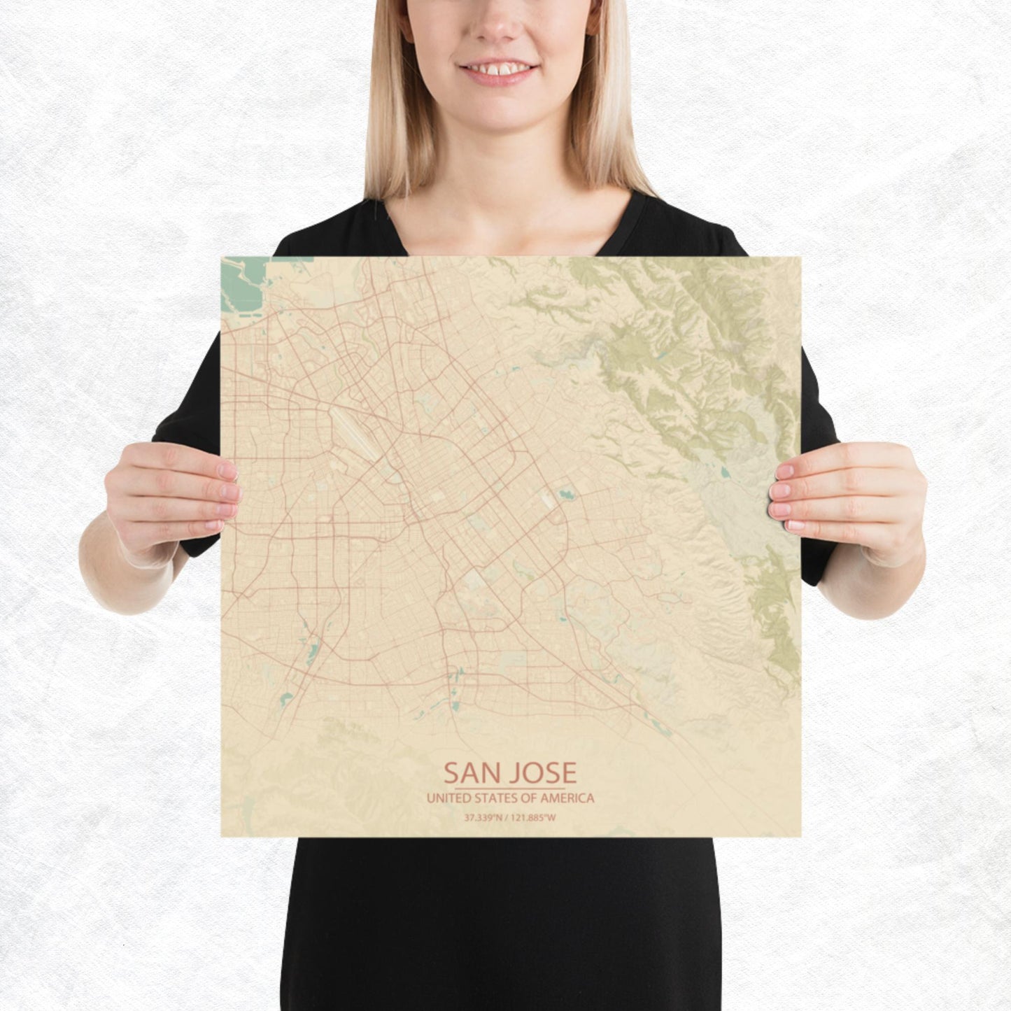 San Jose Vintage Style Paper Map