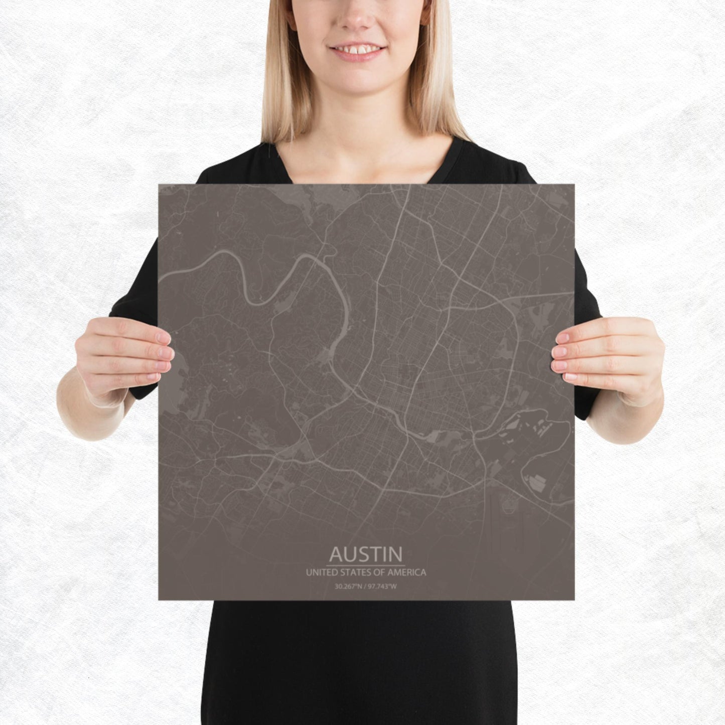 Austin Brown and Grey Paper Map