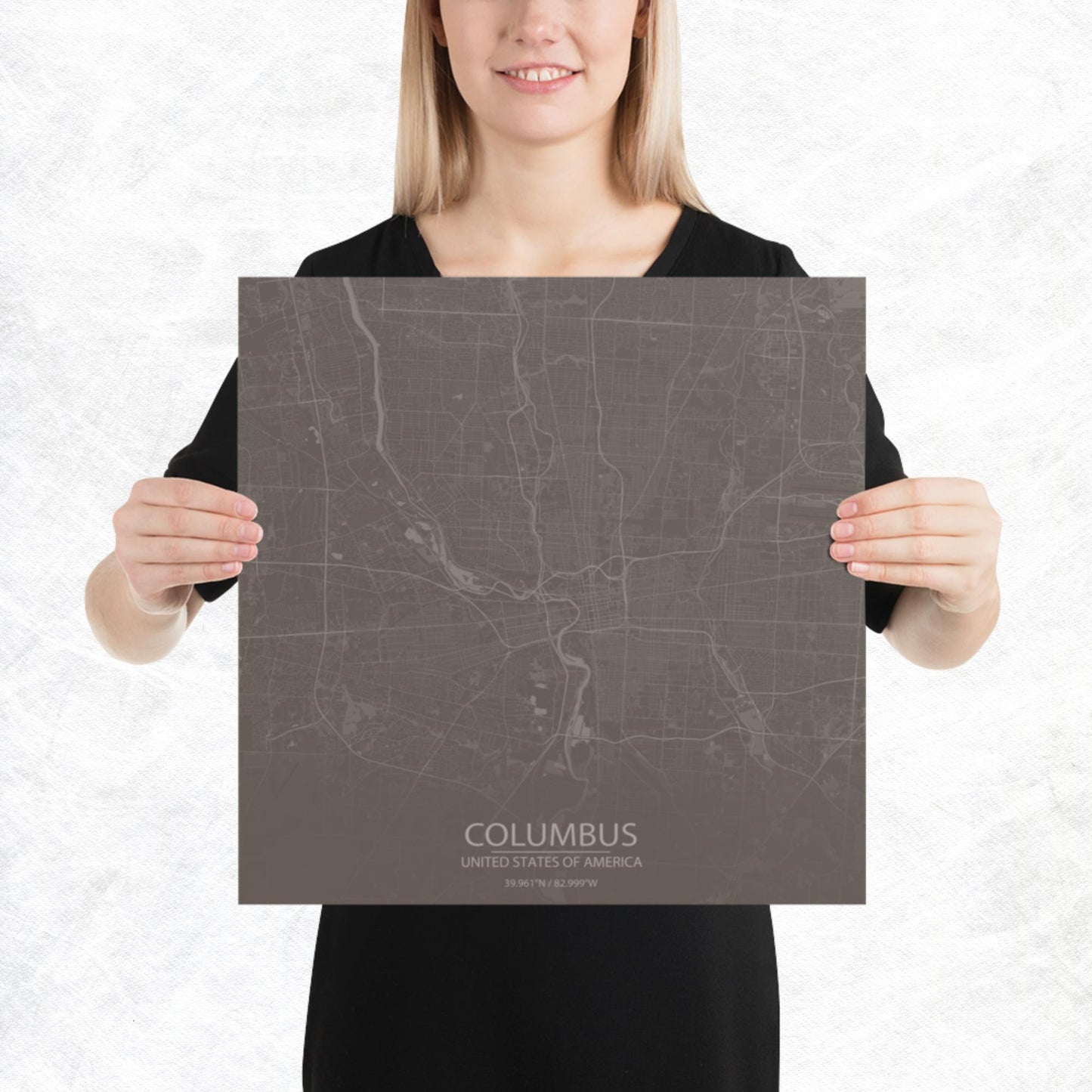 Columbus Brown and Grey Paper Map