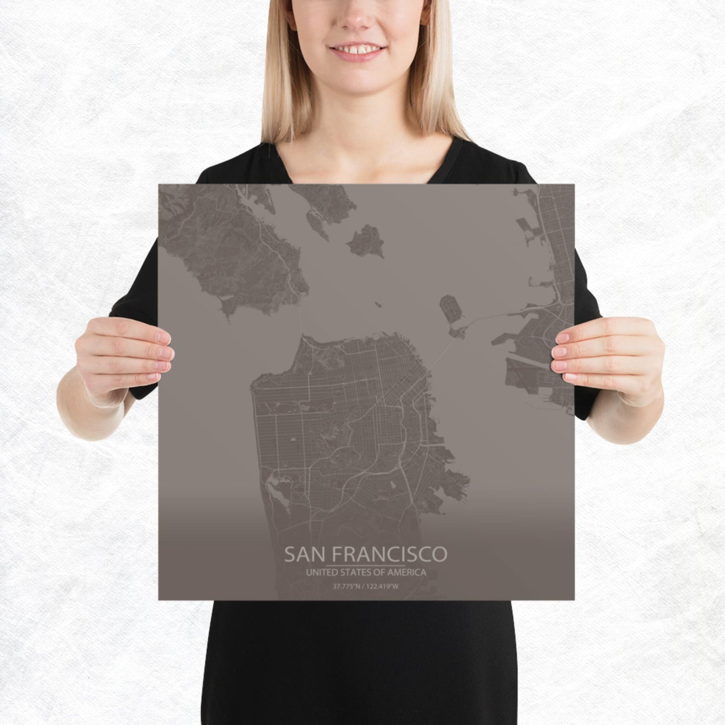 San Francisco Brown and Grey Paper Map