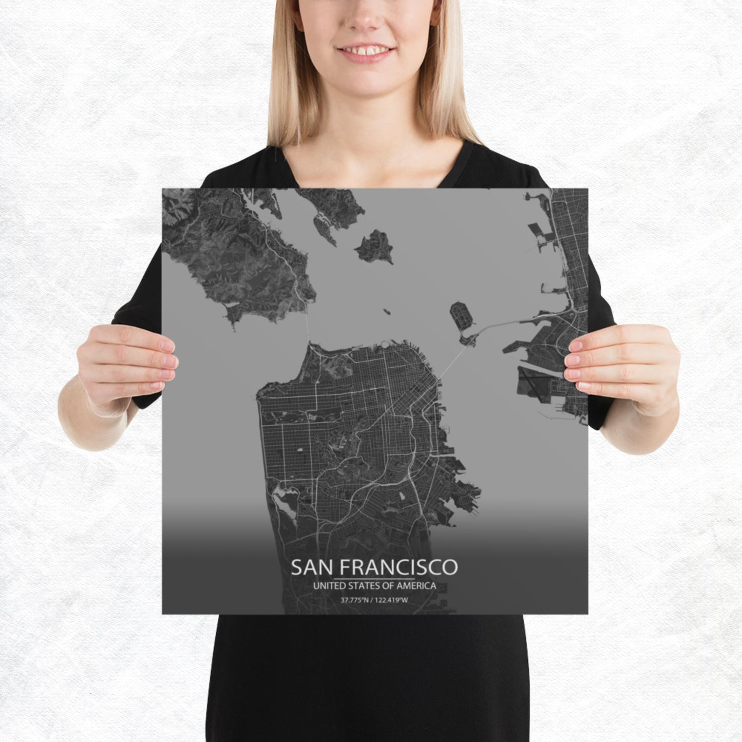 San Francisco Dark Grey Paper Map