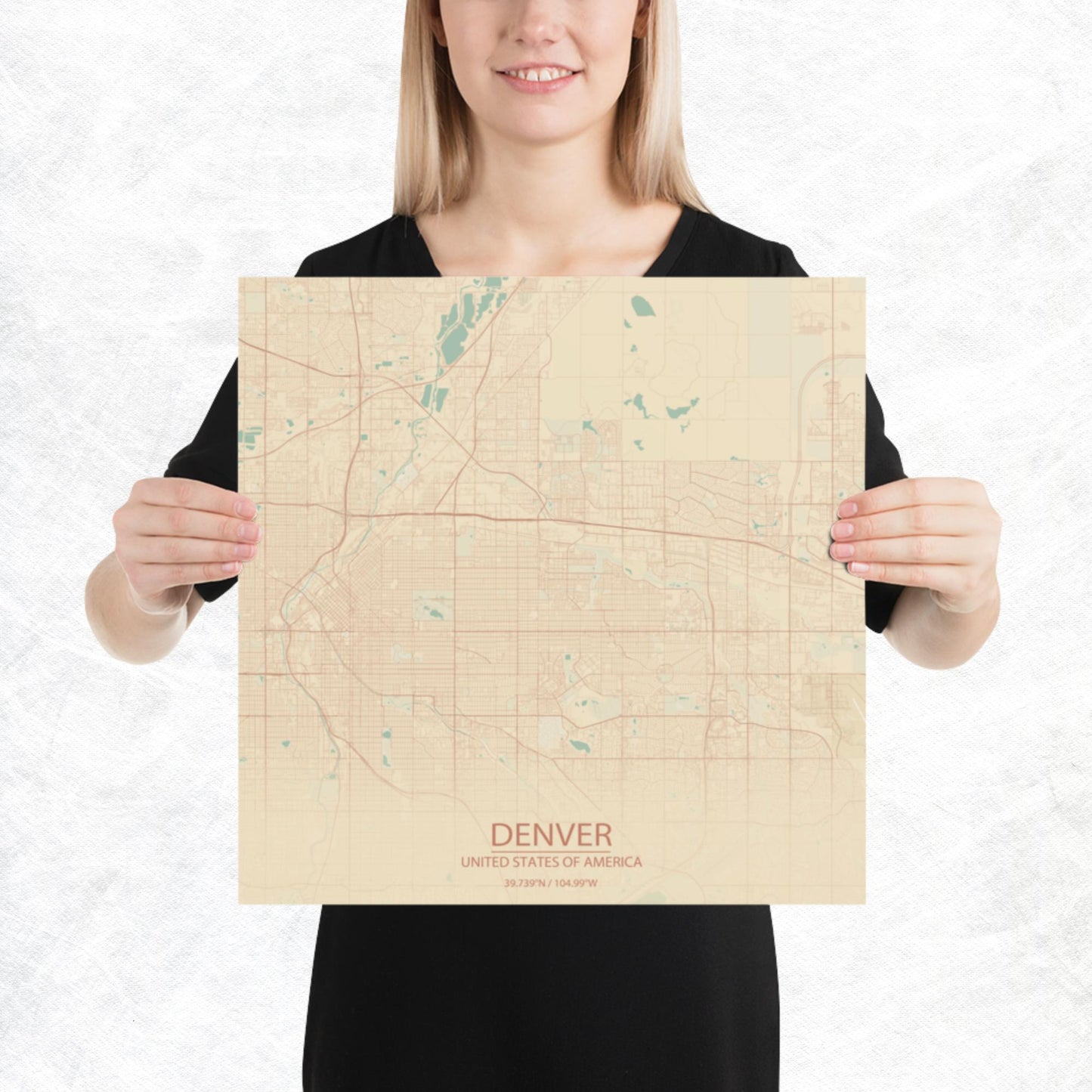 Denver Vintage Style Paper Map