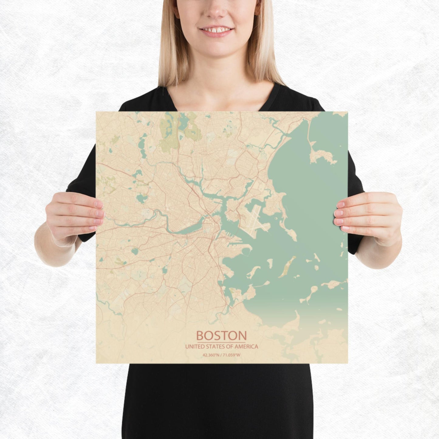 Boston Vintage Style Paper Map