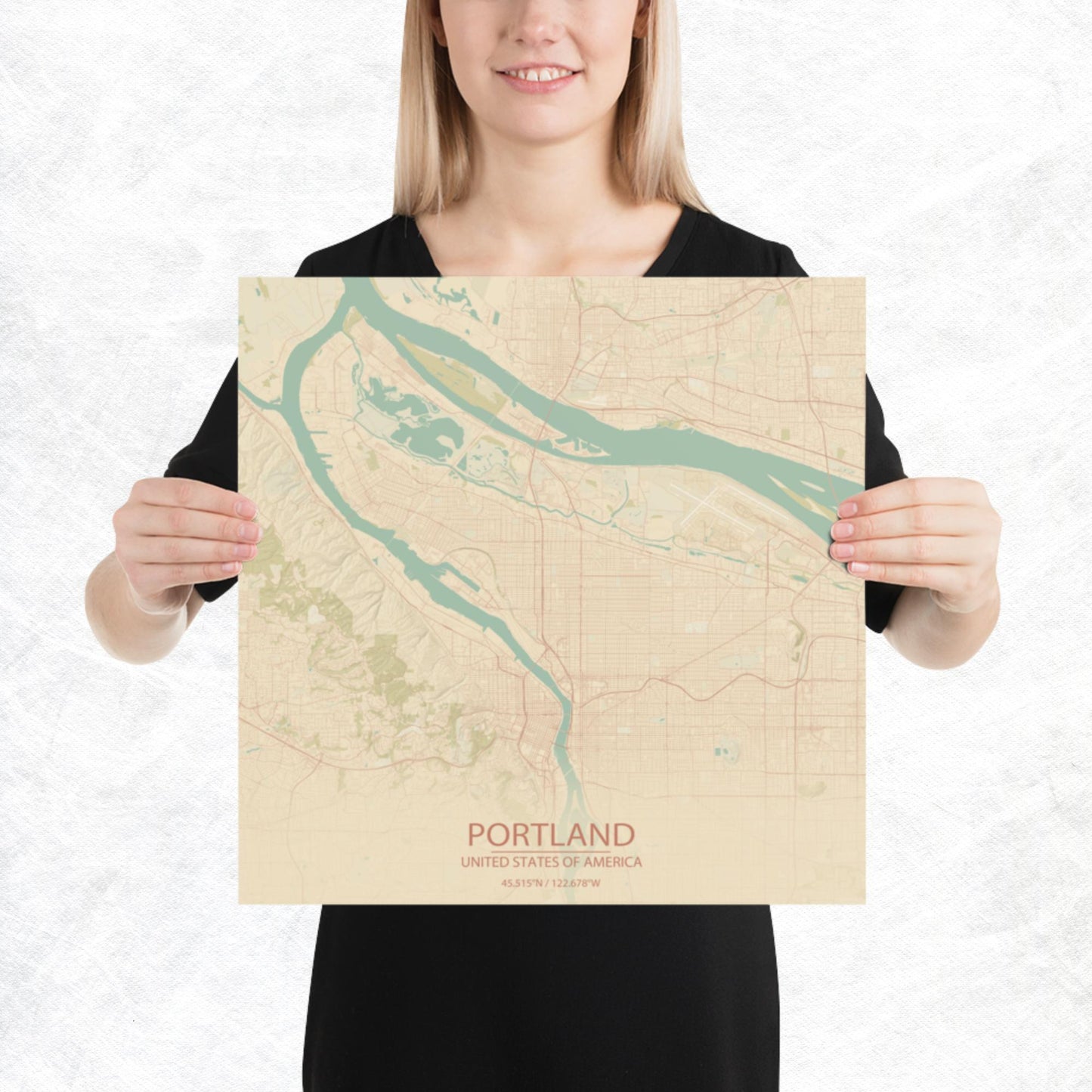 Portland Vintage Style Paper Map