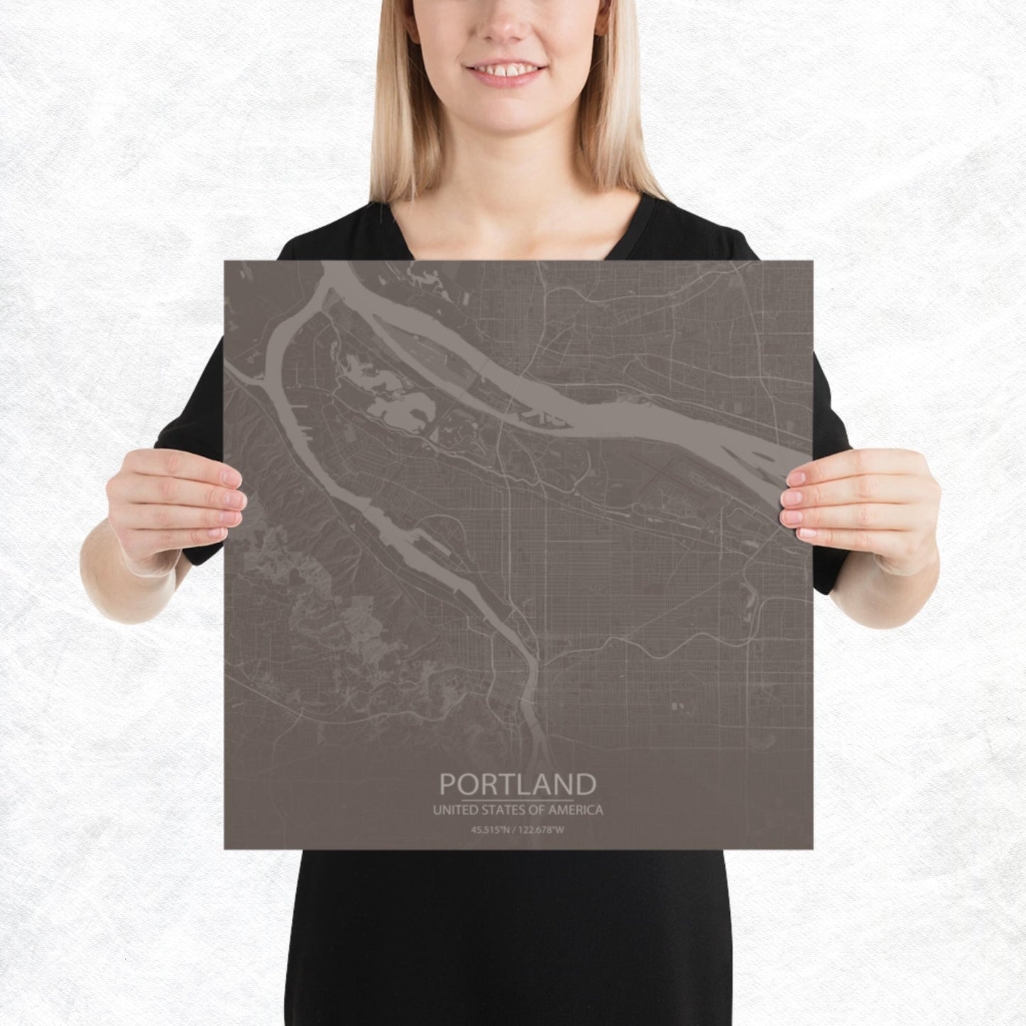 Portland Brown and Grey Paper Map