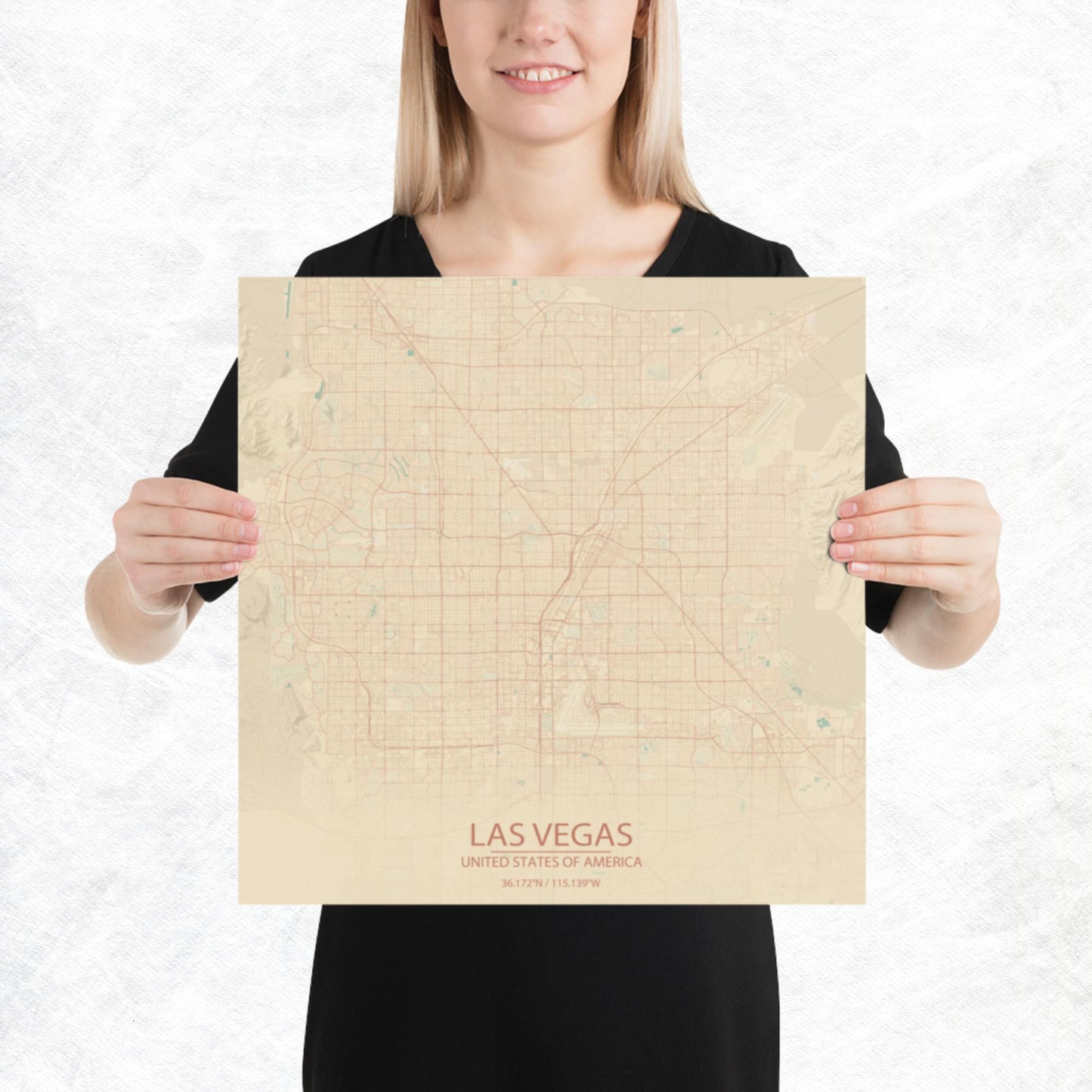 Las Vegas Vintage Style Paper Map