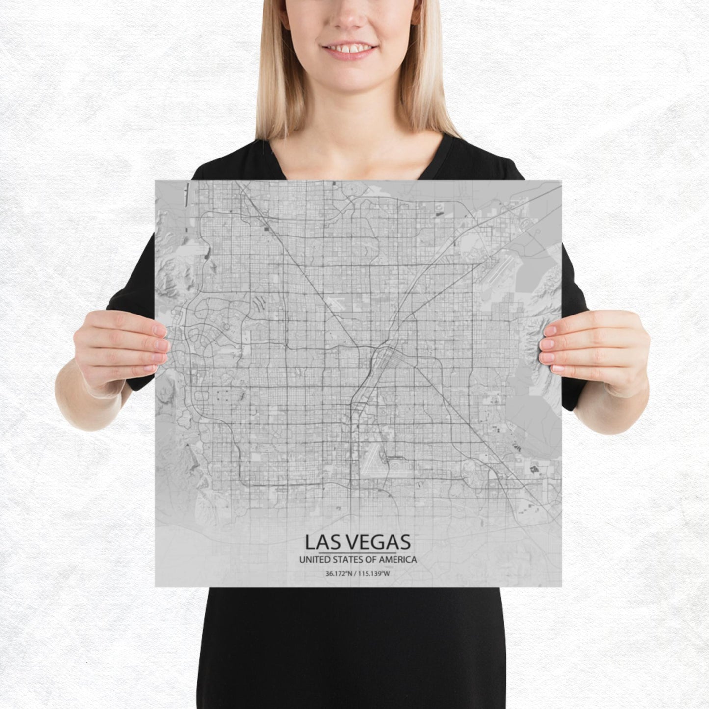 Las Vegas Light Grey Paper Map