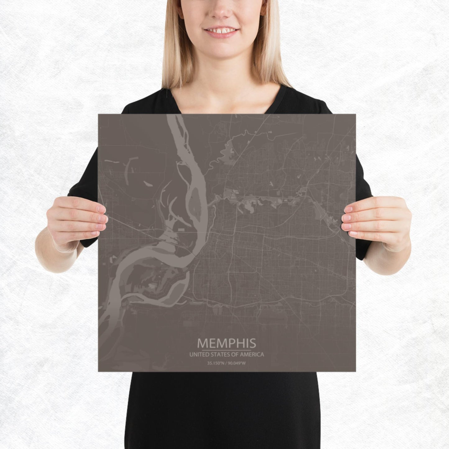 Memphis Brown and Grey Paper Map