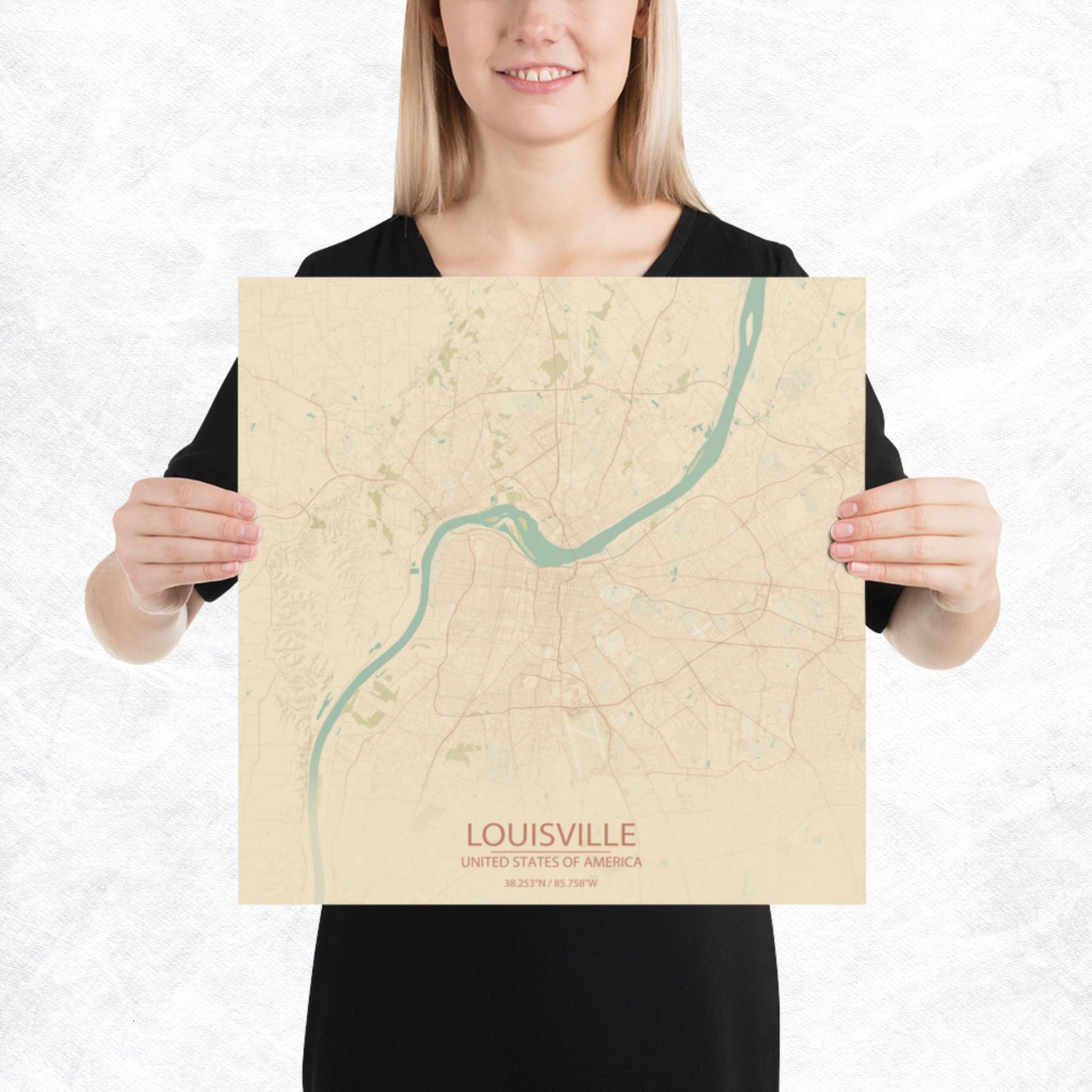 Louisville Vintage Style Paper Map