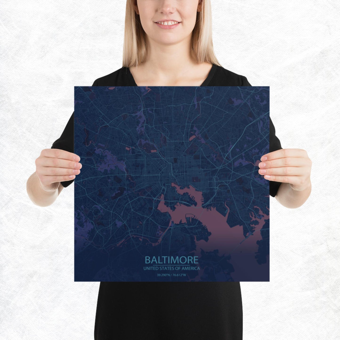 Baltimore Blue and Purple Paper Map