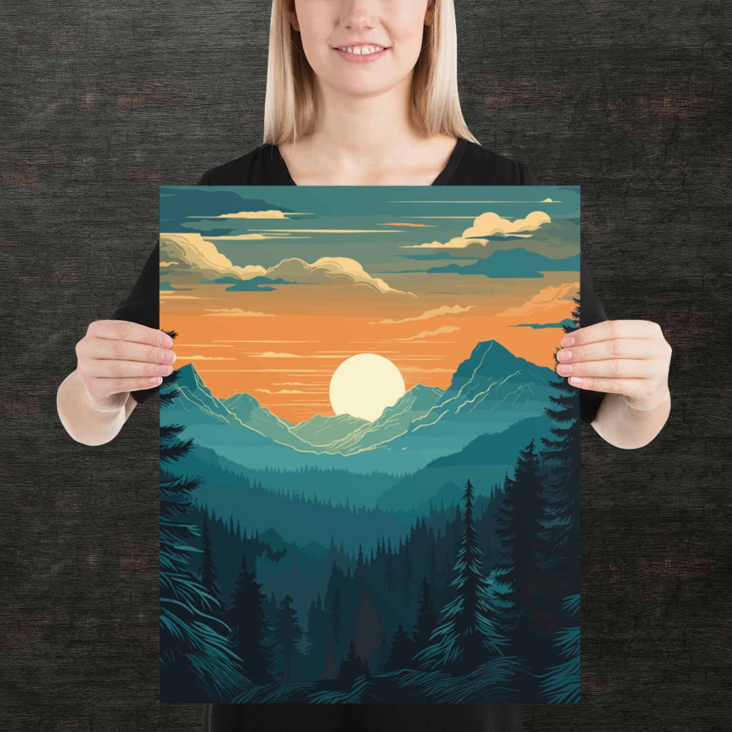 Forest Skyline Sunset Paper Poster