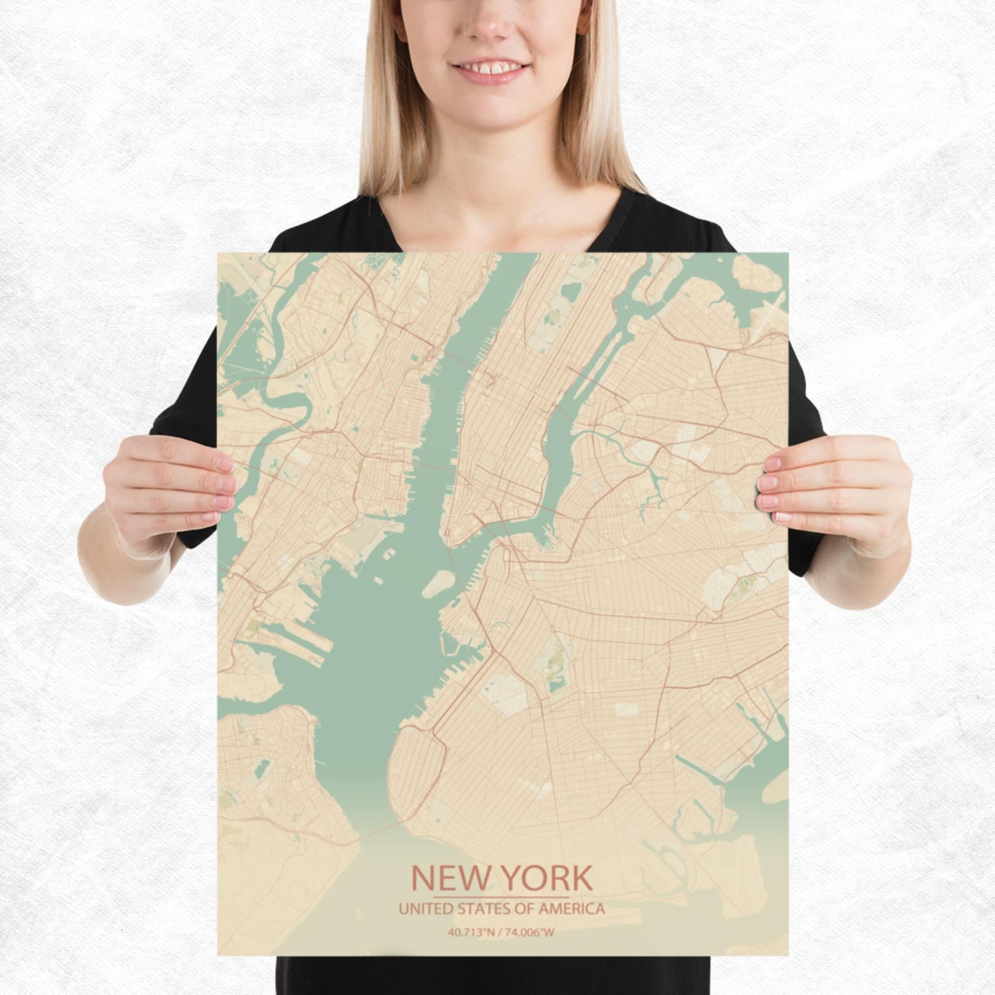 New York Vintage Style Paper Map