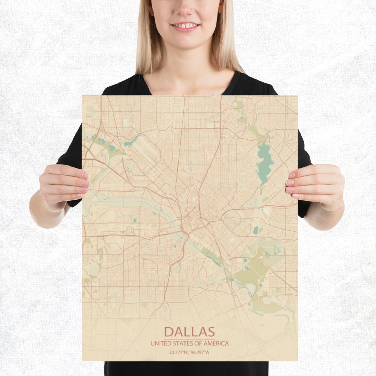 Dallas Vintage Style Paper Map