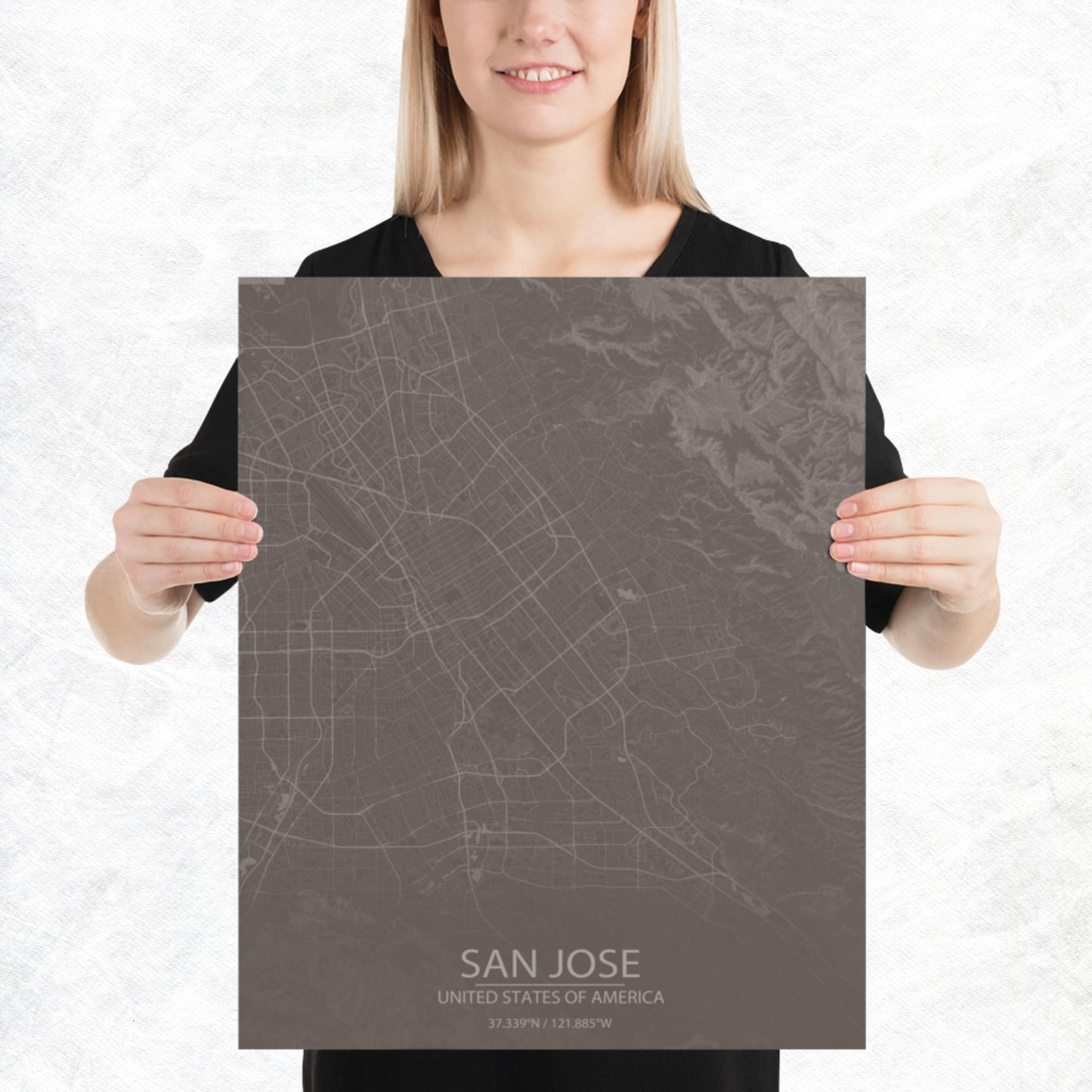 San Jose Brown and Grey Paper Map