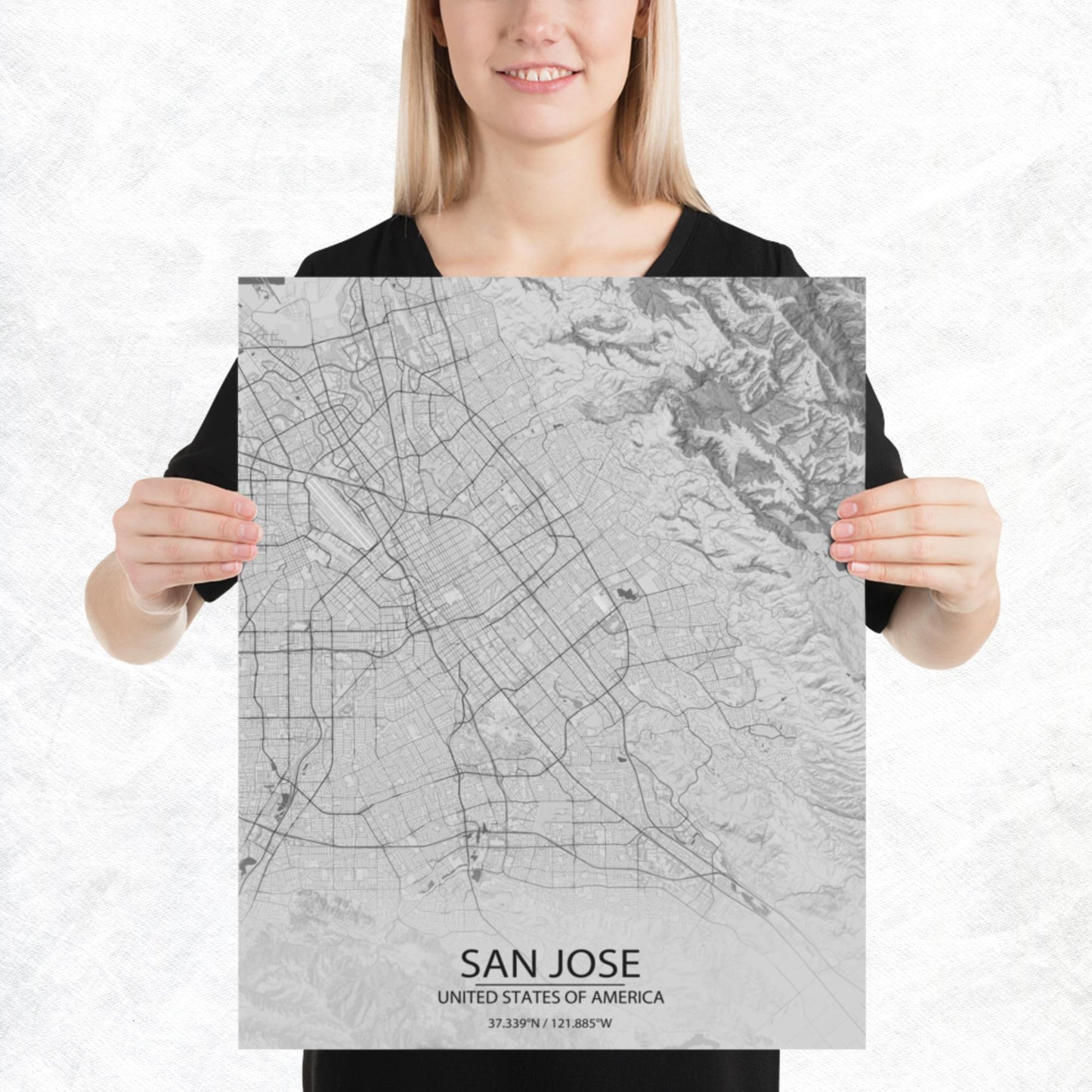 San Jose Light Grey Paper Map