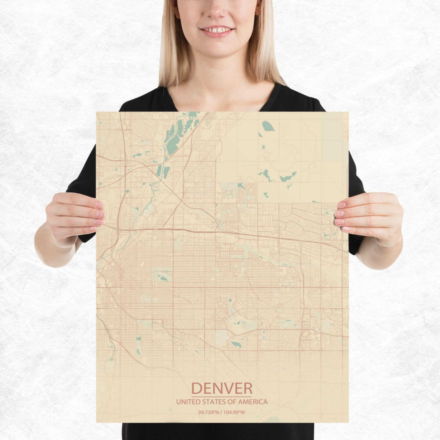 Denver Vintage Style Paper Map