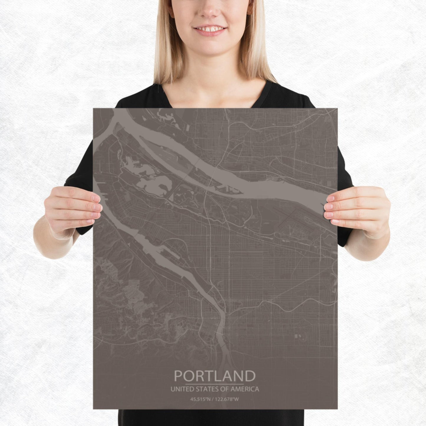 Portland Brown and Grey Paper Map