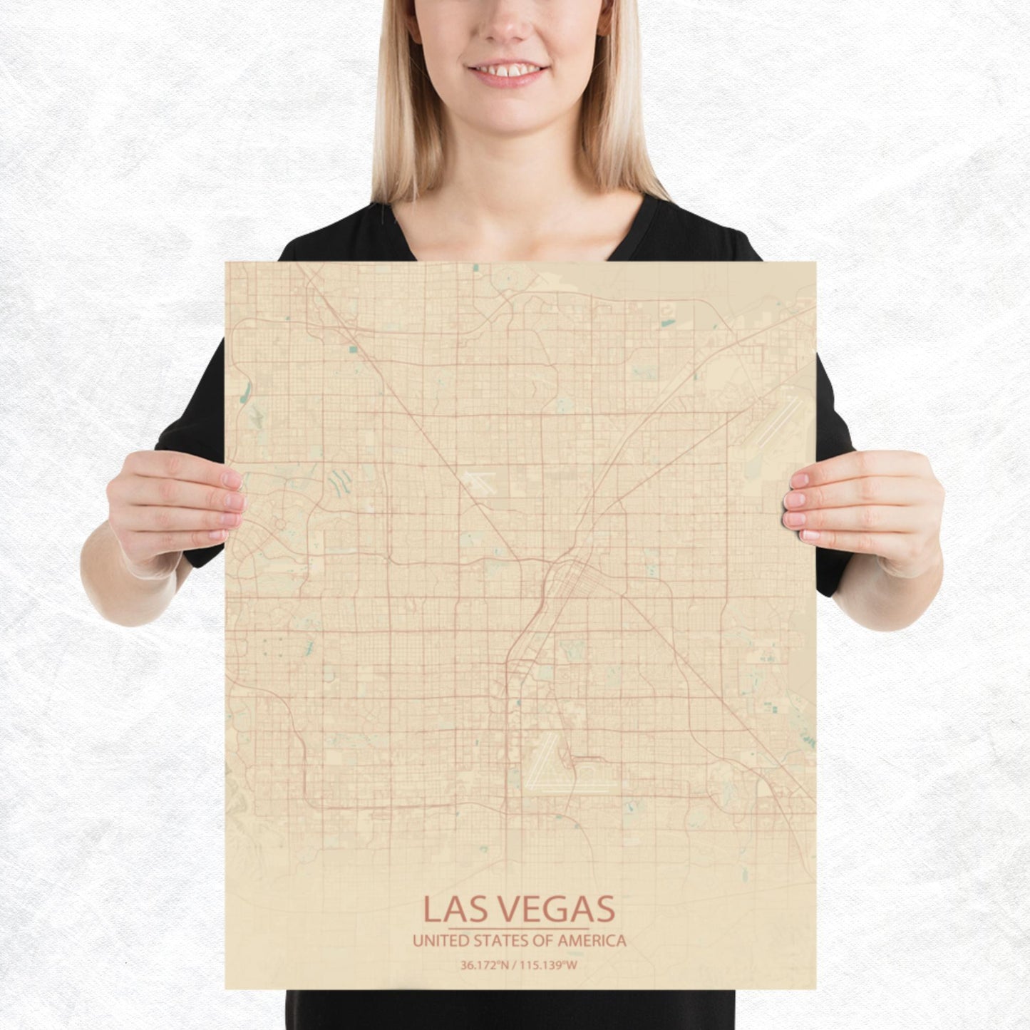 Las Vegas Vintage Style Paper Map