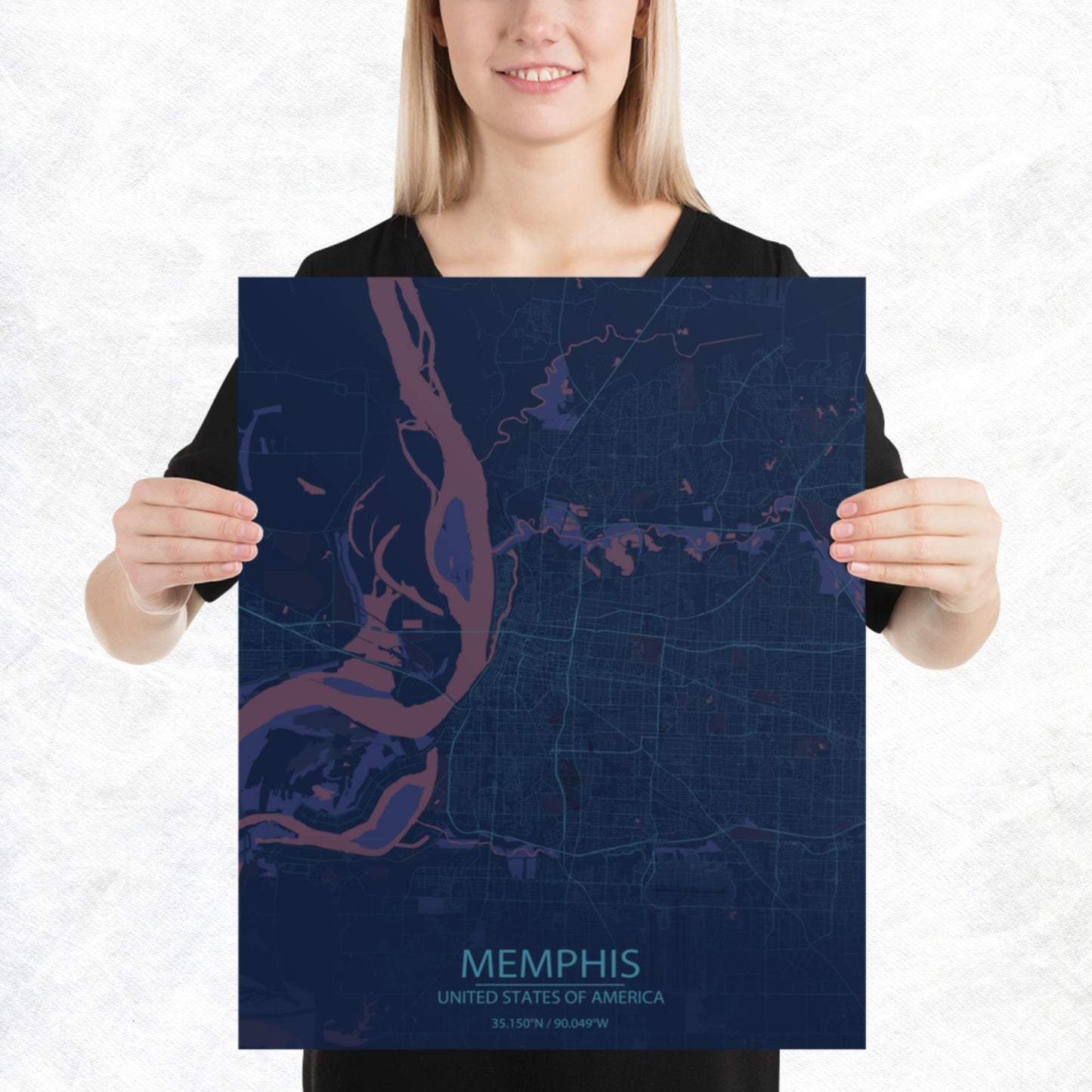 Memphis Blue and Purple Paper Map