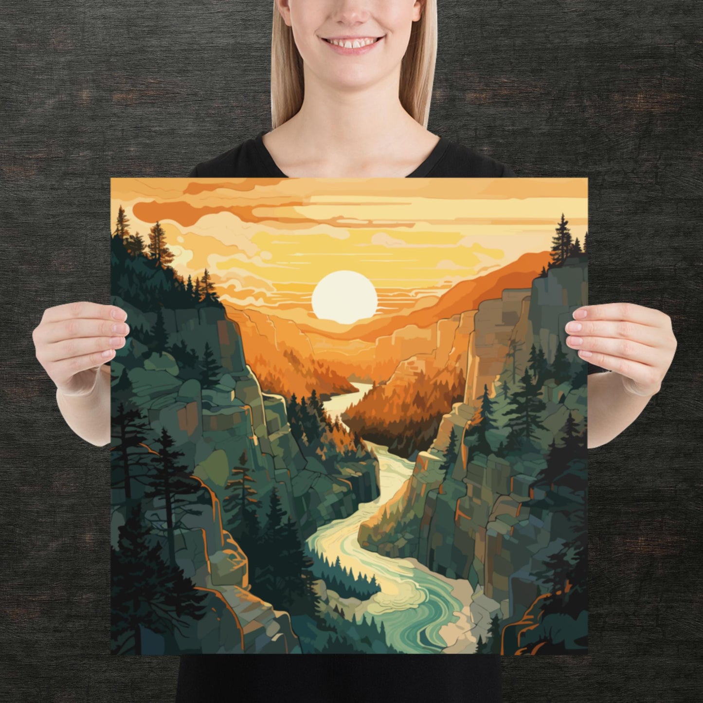 Canyon River Sunset Paper Poster