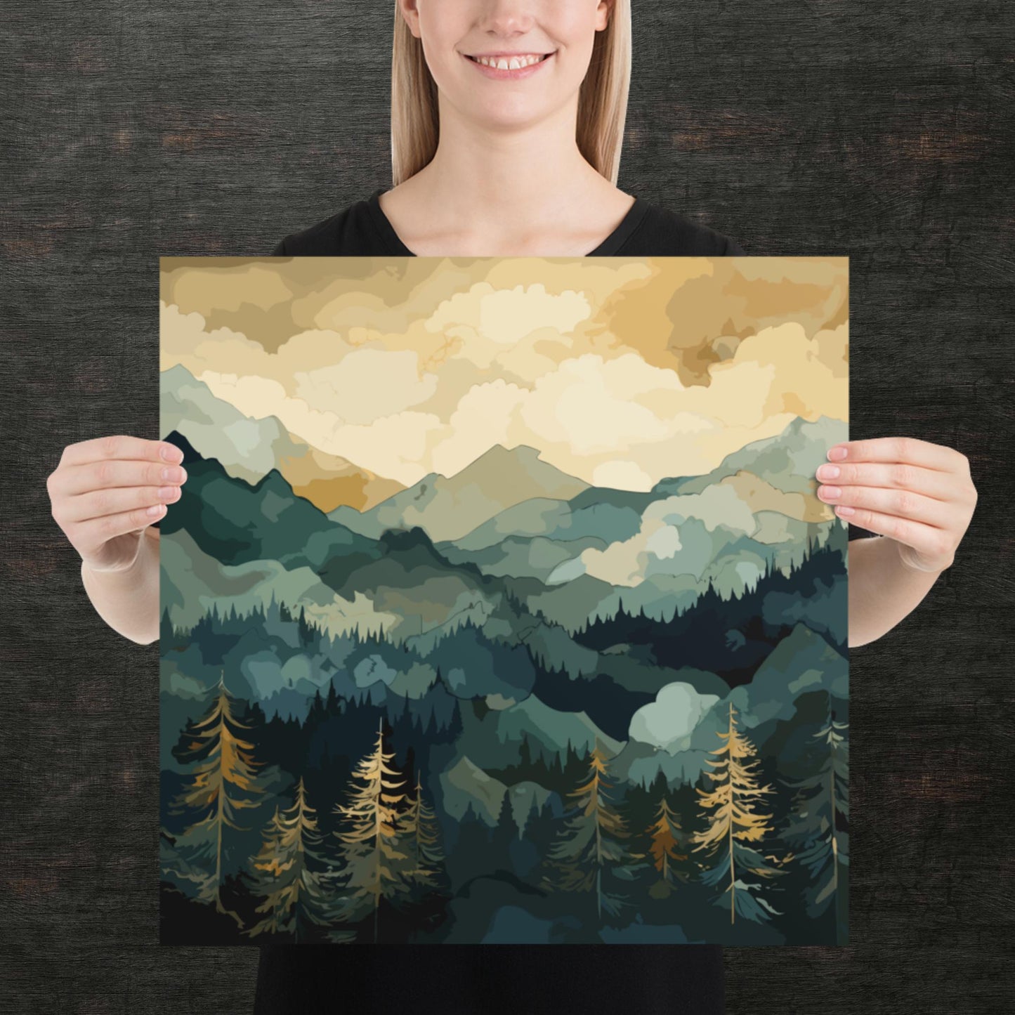 Mountainous Forest Paper Poster