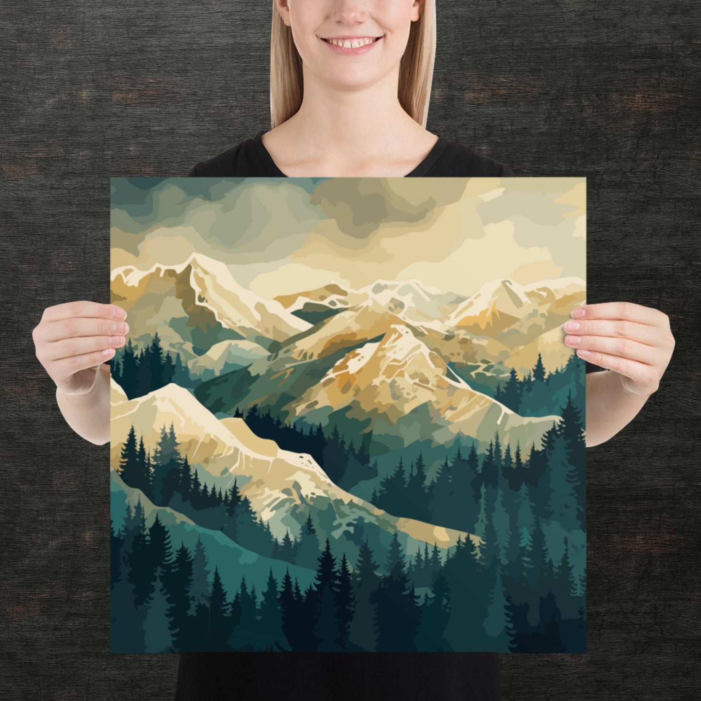 Winter Forest Mountains Paper Poster