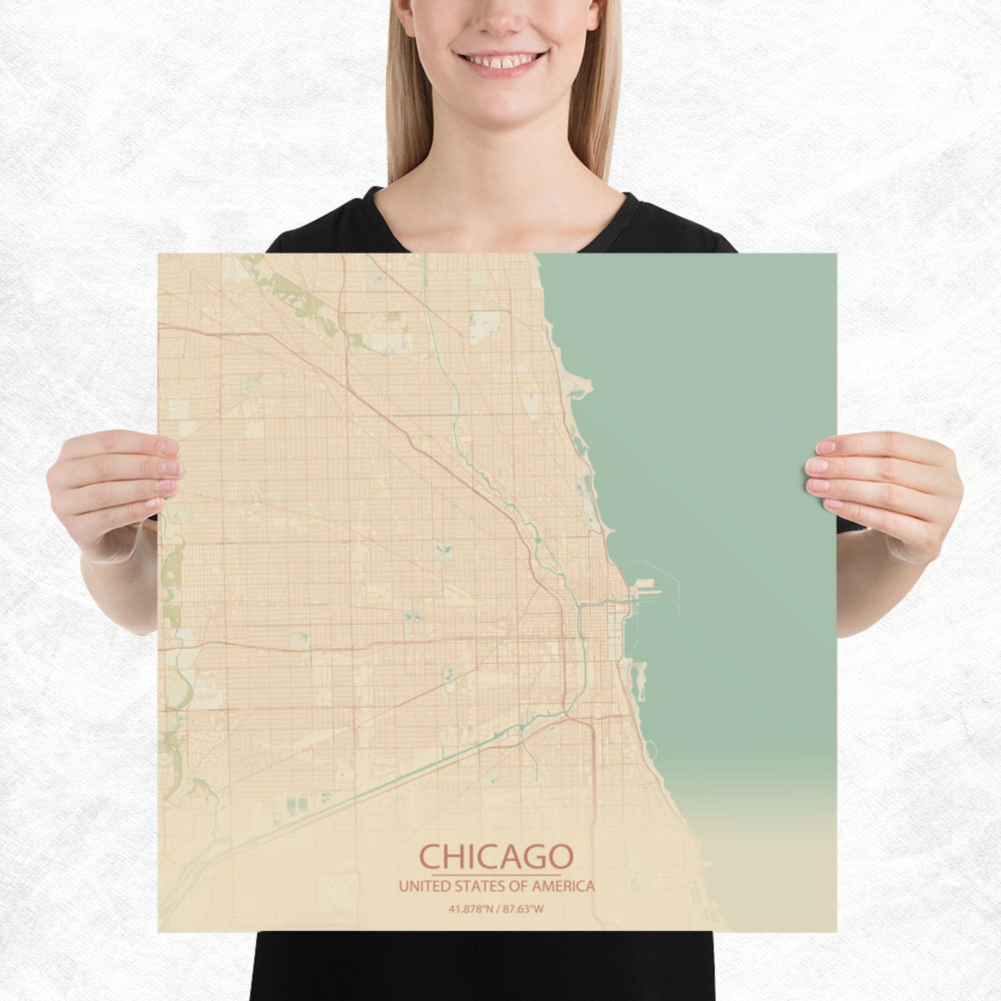 Chicago Vintage Style Paper Map