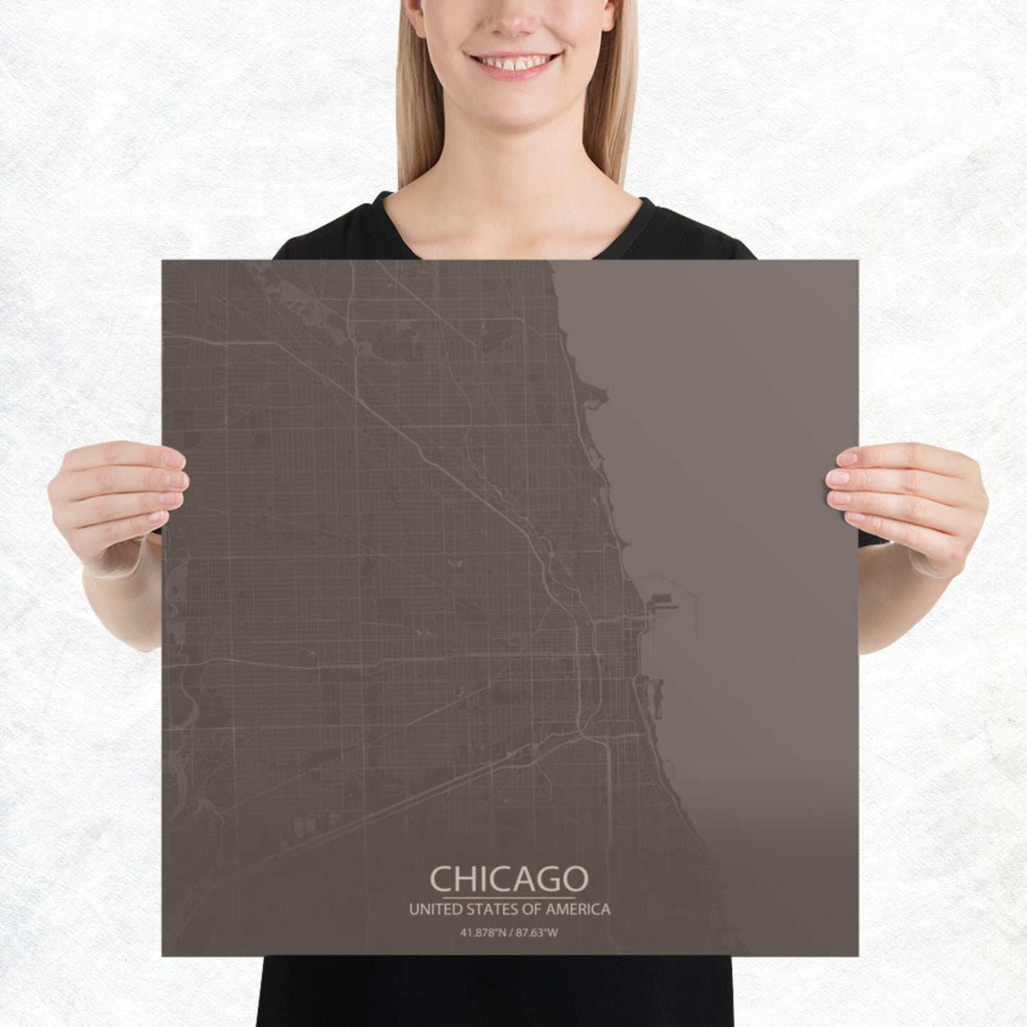 Chicago Brown and Grey Paper Map