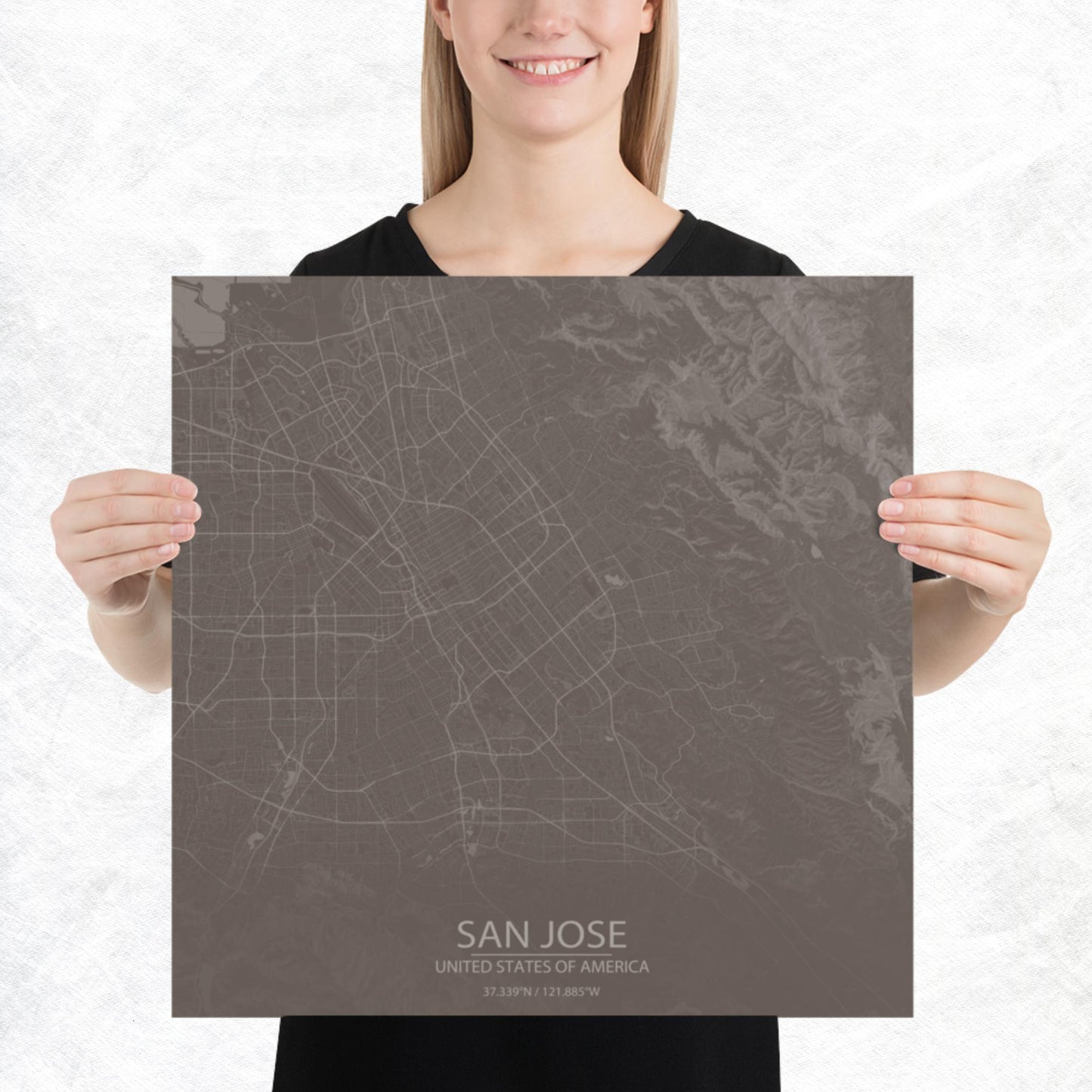 San Jose Brown and Grey Paper Map