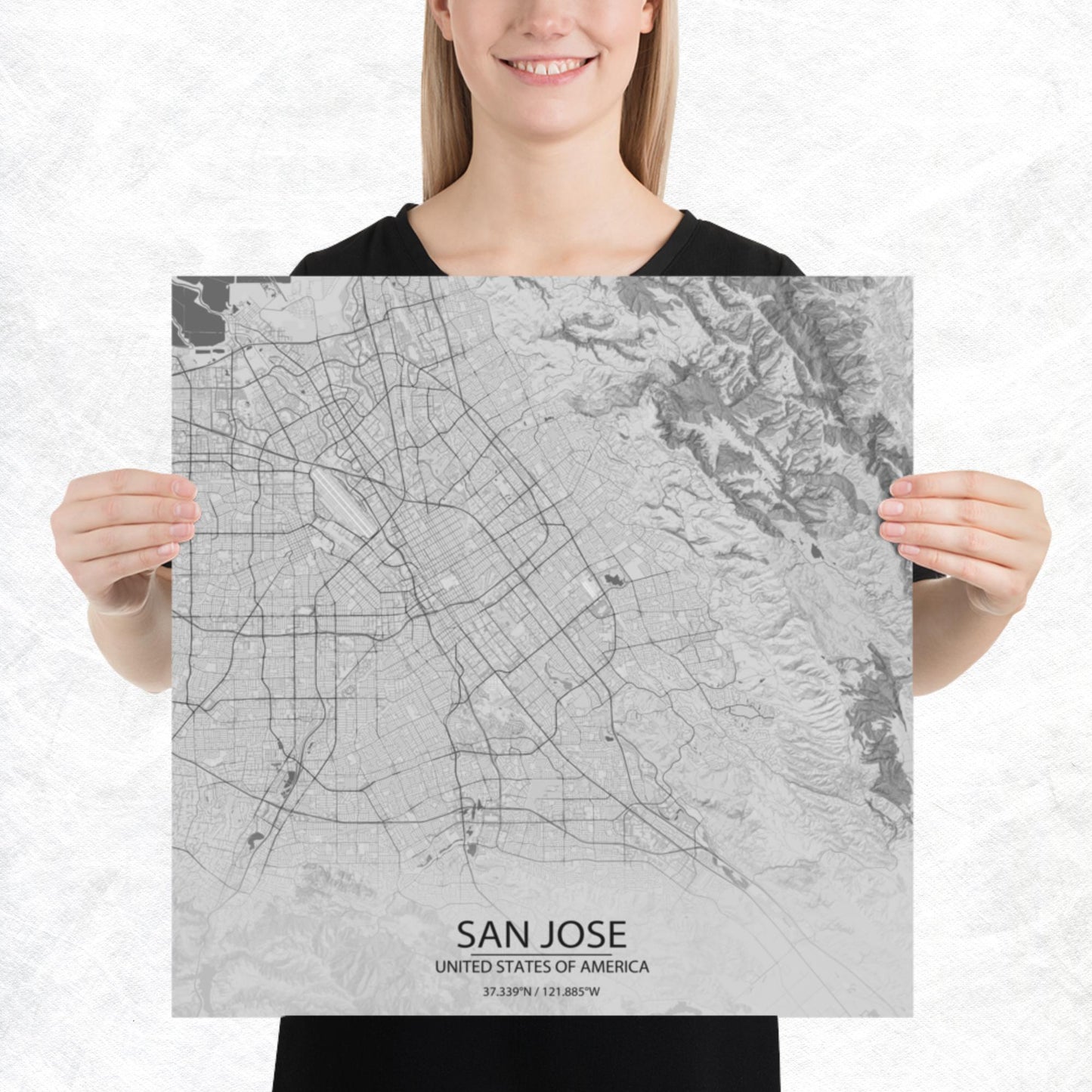 San Jose Light Grey Paper Map