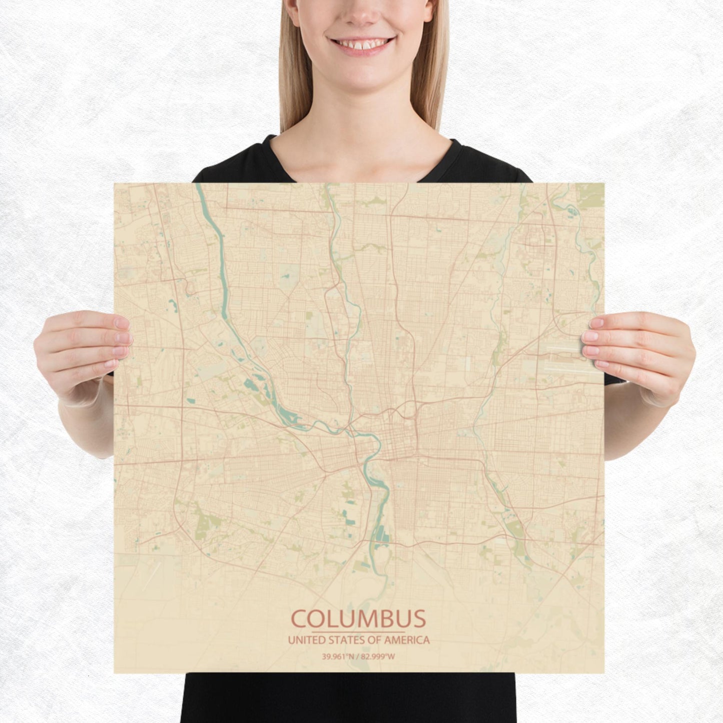 Columbus Vintage Style Paper Map