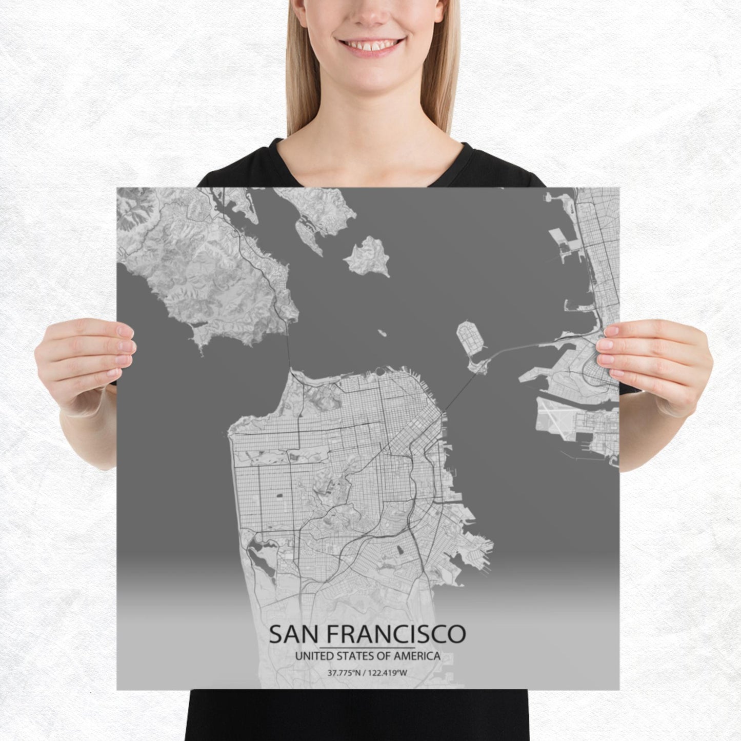 San Francisco Light Grey Paper Map