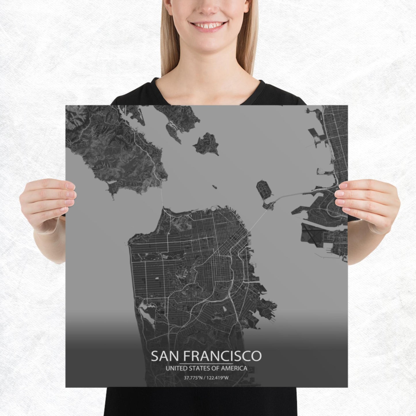 San Francisco Dark Grey Paper Map