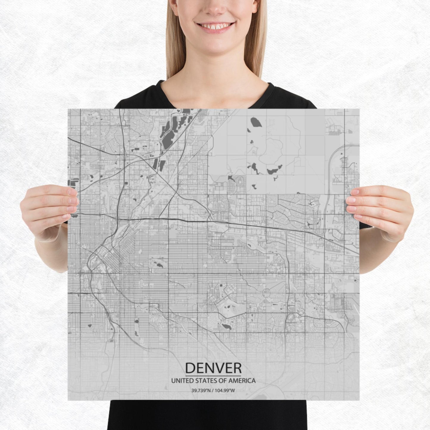 Denver Light Grey Paper Map