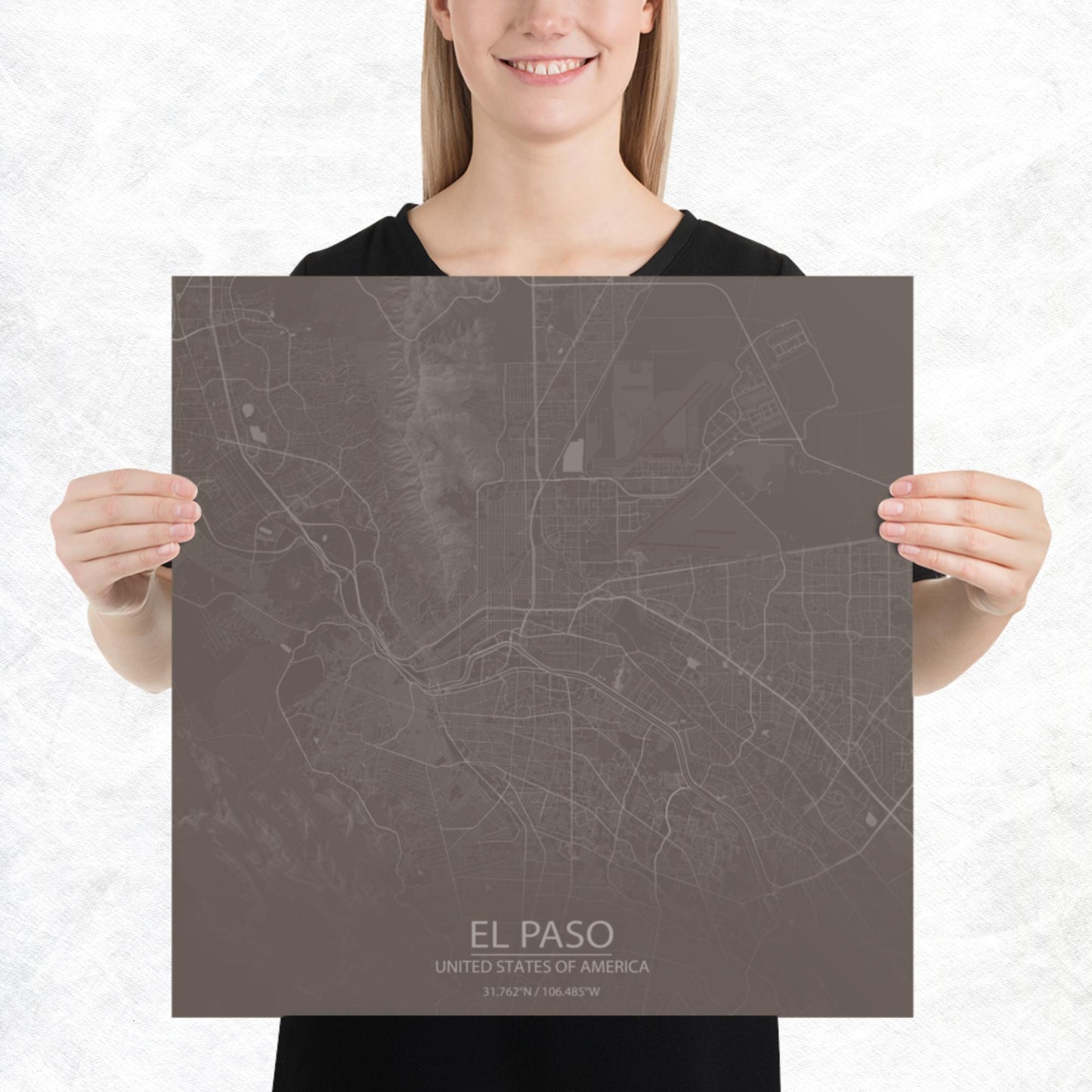 El Paso Brown and Grey Paper Map