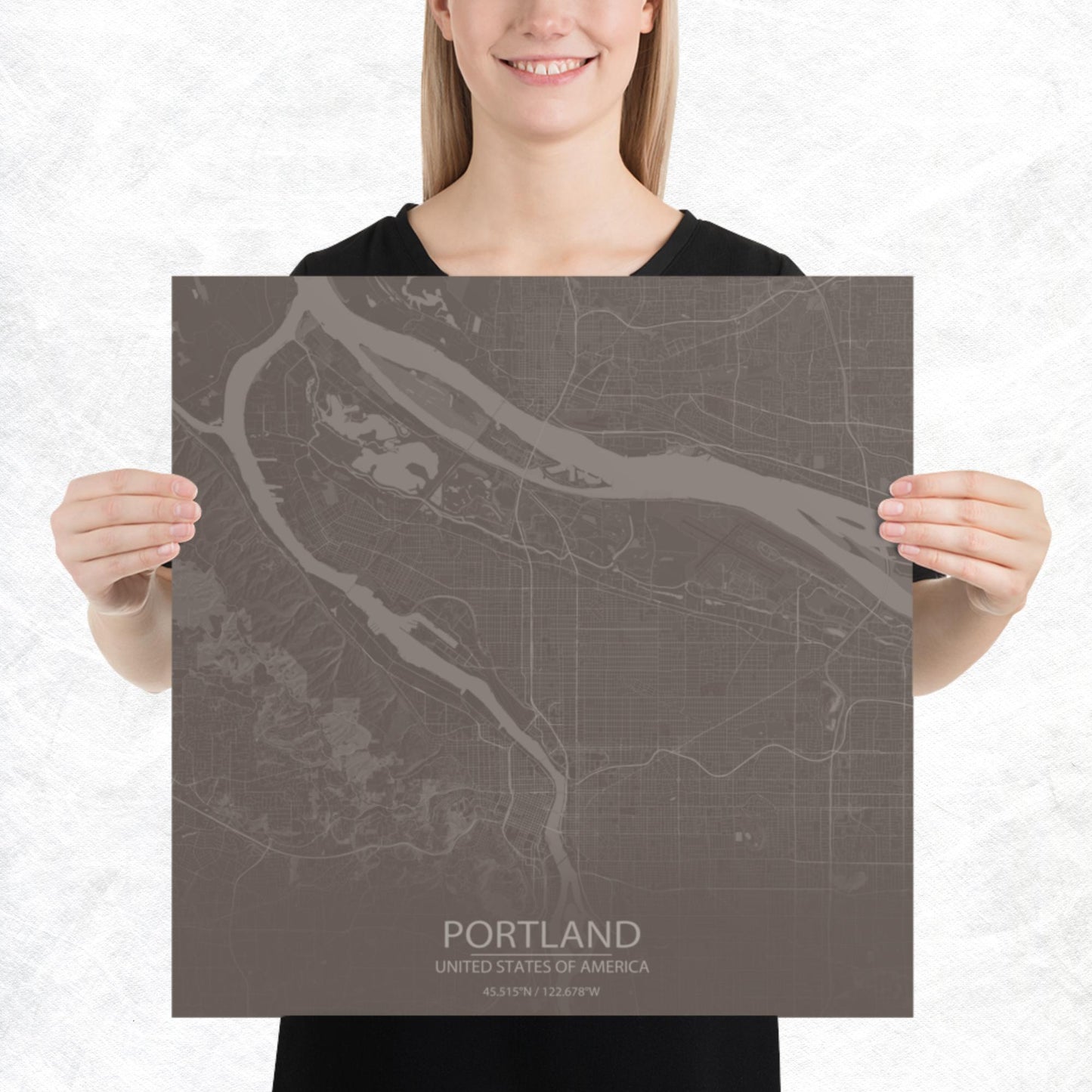 Portland Brown and Grey Paper Map