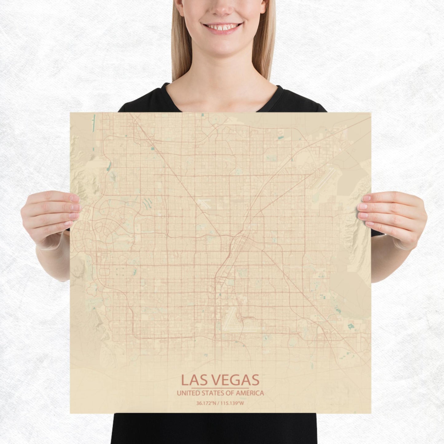 Las Vegas Vintage Style Paper Map