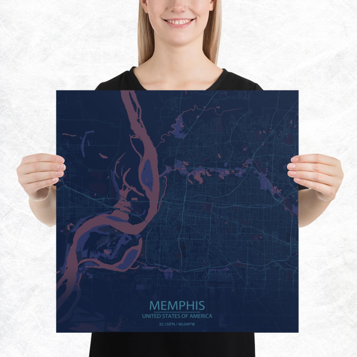 Memphis Blue and Purple Paper Map