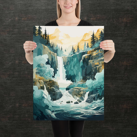 Roaring Forest Waterfall Paper Poster