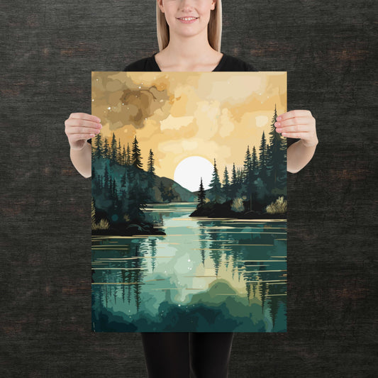 Forest Lake Sunset Paper Poster