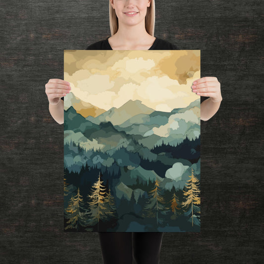 Mountainous Forest Paper Poster