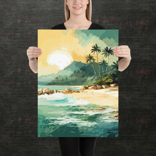 Tropical Island Beach Paper Poster