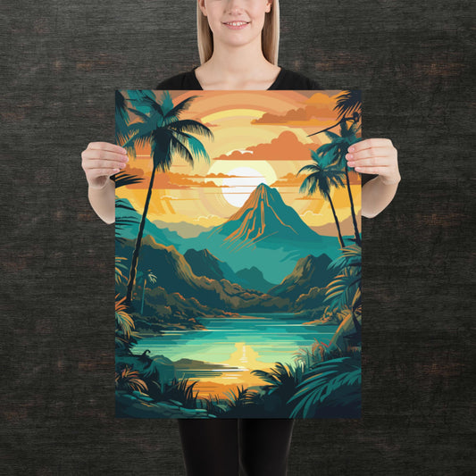 Rainforest Mountain Sunset Paper Poster