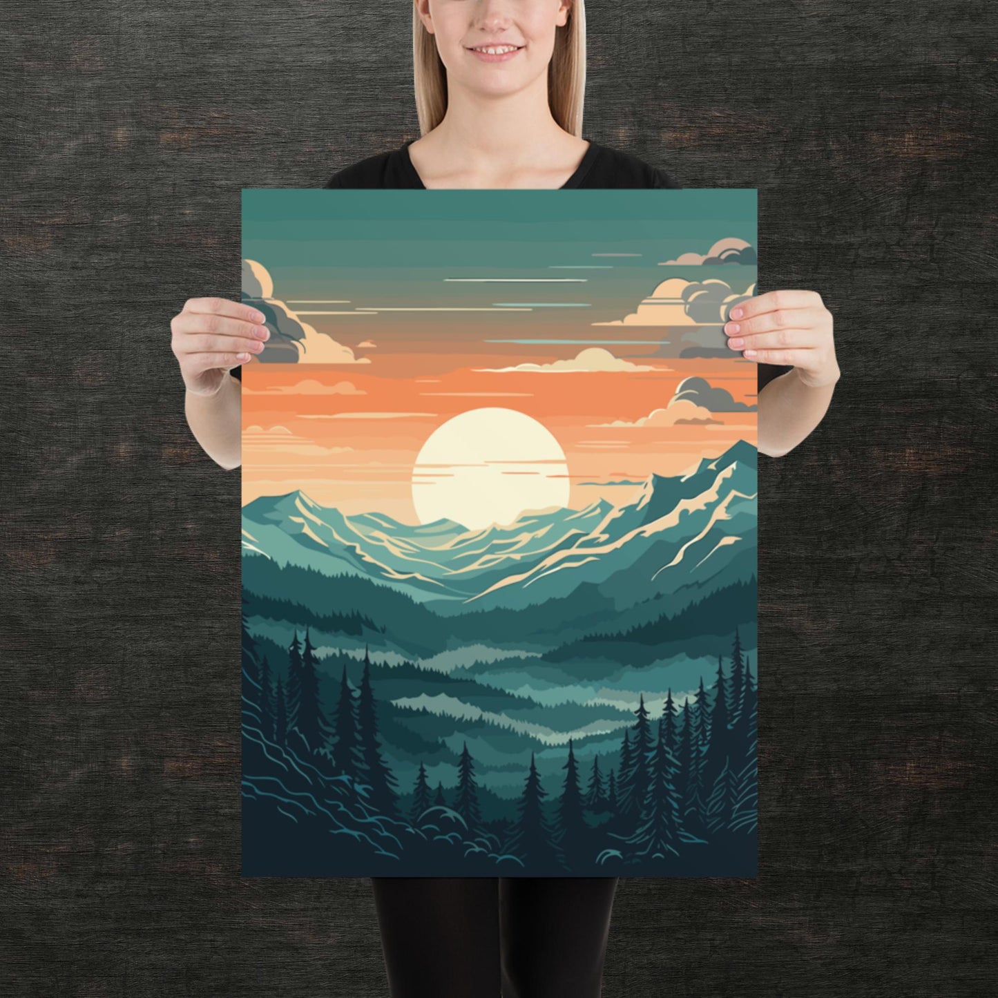 Forest Mountain Landscape Paper Poster